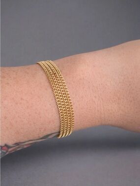NWT Gold Plated Multi Chain Bracelet Layered Dainty Chain Bracelet Adjustable